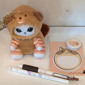 Mofusand Beaver Plush Keychain & Stationary Set